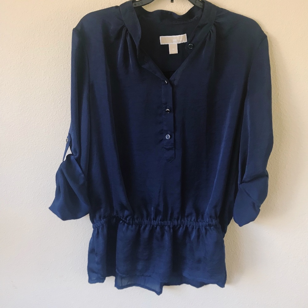 Michael Kors Satin Navy Blue Top